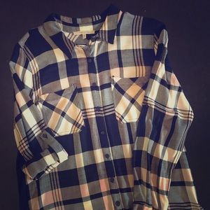 Plaid Blouse with solid back